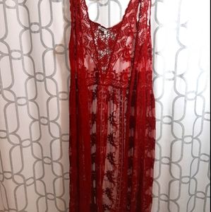 Burgundy Lace Cardigan